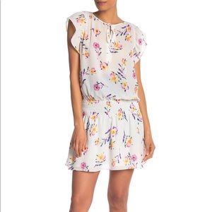 Parker White Floral Smocked Mini Dress